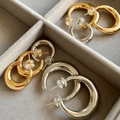 種類3：ゴールド/大 メタルデザインピアス (T)