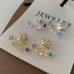 半円 フリンジ タッセル 赤 レッド 大ぶり イヤリング ピアス
