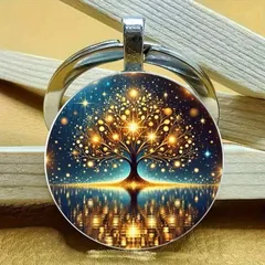 再入荷【光の生命樹】夜空に輝くスピリチュアルキーホルダー｜癒し・成長・宇宙とのつながり