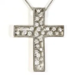 K18WG　ネックレス　necklace　ダイヤ　0.50　カード鑑別書　総重量約6.4g　約45cm