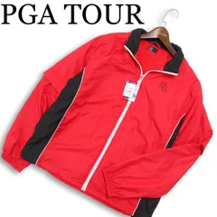 【新品 未使用】 PGA TOUR PGAツアー ゴルフ 秋冬★ 2WAY 裏起毛 ウィンドブレーカー ジャケット ブルゾン Sz.L メンズ 赤