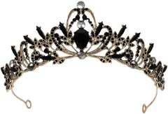 ideastore ティアラ 王冠 ゴージャス キラキラ 結婚式 パーティ クラウン (ブラック)