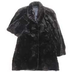 極美品●MINK シェアードミンク デザイン 本毛皮コート ダークブラウン系 F  毛質艶やか・柔らか◎