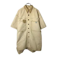 90年代 USA製 Guess ゲス 半袖デニムシャツジャケット アイボリー(メンズ XXL)中古 古着 V8525