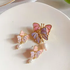 ブローチ 蝶々 淡水パール 立体 ビンテージ  韓国 ファッション 雑貨 かわいい おしゃれ 北欧 送料無料 [K] (T)