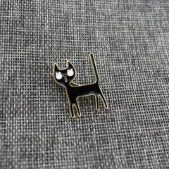 パリRRL購入 猫モチーフ ピンバッジ 黒猫 真鍮調 - メルカリ