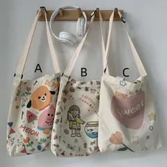 ズックバッグ ショルダーバッグ トートバッグ エコバッグ 韓国ファッション デザイン 大容量[K](T)