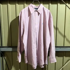 1208 Ralph Lauren 長袖シャツ ピンク XL ラルフローレン チェック柄 ドレスシャツ ワンポイント 刺繍ロゴ ポロポニー 古着卸 アメリカ仕入
