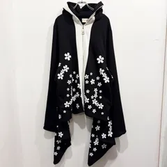 FAVORITE 彼岸花 着物袖 猫耳 フード パーカー M-LL 花柄 黒 ぶらあ【送料込み】