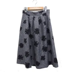 インデックス INDEX フラワープリント タック フレアスカート ミディ丈 ひざ下丈 M グレー 灰 /FT19