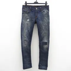Nudie Jeans / ヌーディージーンズ ◆デニムパンツ/ストレッチ/ダメージ加工/リペア/インディゴ/W30 【メンズ/MEN/男性/ボーイズ/紳士】 メンズファッション【中古】 