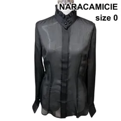 ◆ ナラカミーチェ NARACAMICIE ブラウス 長袖 フリルスタンドカラー シアー トップス 黒 0 S 7号 レディース H5Z079