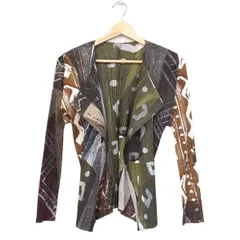 未使用級✨ プリーツプリーズ カーディガン 長袖 ジャケット ベージュ 3サイズ プリーツプリーズ カーディガン プリーツ ネイビー サイズ3 L相当