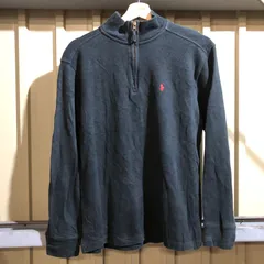 1211 Polo by Ralph Lauren ハーフジップ セーター ブラック L ポロバイラルフローレン ニット コットン ワンポイント 刺繍ロゴ ポロポニー 古着卸 アメリカ仕入