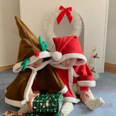 【新品未使用】サンタ服 マント ベビー服 クリスマス 子供服 ポンチョ トナカイ 赤ちゃん 幼児 可愛い 帽子付き フード付きケープ ジュニア コスチューム 女の子 キッズ 新年服 CQPZH1219Q361