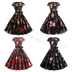 【新品未使用】クリスマス 衣装 ワンピース レディースガールズ 雪柄 サンタクロース コスプレ 仮装 コスチューム Xmasイベント クリスマス パーティー 洋服 きれいめ 演出服 CQPZH1219Q109