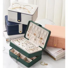 【新品未使用】ジュエリーボックス アクセサリーケース ネックレス 指輪 ピアス 収納ケース 3層 PUレザー 大容量 携帯用 化粧 鏡付き 小物入れ 便利 持ち運び 出張 旅行 CQPZH1219Q395