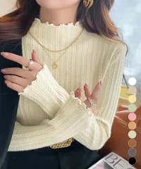 ニットソー 長袖 プチハイネック (T)