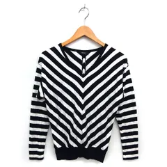 ボッシュ BOSCH Vネック セーター ニット リブ ストライプ ドロップショルダー ハイゲージ 長袖 38 黒 ブラック /NT32