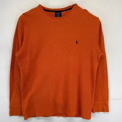 古着 ポロ・ラルフローレン POLO RALPH LAUREN 長袖Tシャツ 大きいサイズ サーマル ワッフル生地 ワンポイントロゴ XL  オレンジ メンズ