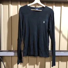 1213 RALPH LAURE SPORT セーターロンT ブラック XL ラルフローレンスポーツ ニット コットン ワンポイント 刺繍ロゴ ポロポニー 古着卸 アメリカ仕入