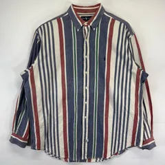 古着 ラルフローレン RALPH LAUREN 長袖シャツ 大きいサイズ ボタンダウン ストライプ柄 ワンポイントロゴ XL マルチカラー メンズ