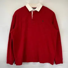 古着 ポロバイラルフローレン Polo by Ralph Lauren 長袖 ポロシャツ 大きいサイズ ラガーシャツ エルボーパッチ 2XL  レッド メンズ