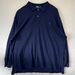 古着 ポロバイラルフローレン Polo by Ralph Lauren 長袖 ポロシャツ 大きいサイズ ワンポイントロゴ刺繍 BIG 3XL  ネイビー メンズ