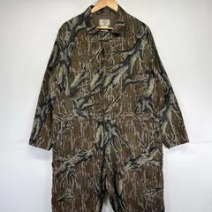 古着 80's/80年代 ヴィンテージ  MOSSY OAK USA製 長袖つなぎ リアルツリーカモフラ柄 TALONジップ オールインワン ワーク 作業着 XL  ブラウン メンズ