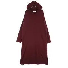 美品 niko and... ニコアンド 長袖 フード付 スウェット ロングワンピース 4 ボルドー レディース 古着