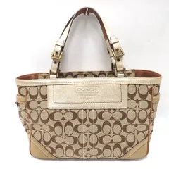 Ft632443 コーチ トートバッグ シグネチャー 8K49 ベージュ×ゴールド レディース COACH 中古