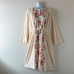 ローラアシュレイLAURA ASHLEY  花柄 切替 ワンピース タグ付き新品  未使用 フロントボタン ウエストリボン 綿 ナチュラル 上品 大人フェミニン