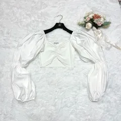 ZARA ザラ パフスリーブ 長袖 ホワイト クロップ トップス