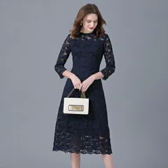 大きいサイズ L～6L OL通勤 通学 パーティードレス パーティドレス フォーマルドレス 結婚式 大人優雅 上品感 花柄総レースドレスワンピース(T)