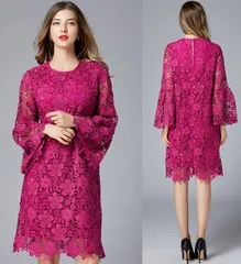 大きいサイズ L～6L パーティードレス パーティドレス フォーマルドレス 二次会 結婚式 披露宴 上品感ケミカル総レース ドレスワンピース(T)