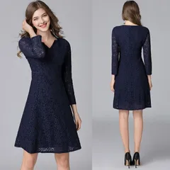 大きいサイズ パーティードレス パーティドレス フォーマルドレス 結婚式 二次会 披露宴 ママ会 Vネック 花柄総レースドレス ワンピース(T)