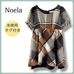 未使用タグ付き Noela ノエラ チェック柄 半袖チュニック フレア 大人可愛い ウール混のサムネイル