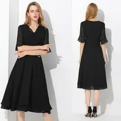 大きいサイズ L～6L パーティードレス パーティドレス フォーマルドレス 結婚式 二次会 Vネック 上質シフォン ドレス ワンピース(T)