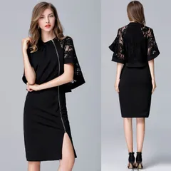 大きいサイズ L～6L パーティードレス パーティドレス フォーマルドレス 結婚式 二次会 異素材ケープ風 スリット入り ドレス(T)