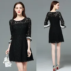 大きいサイズ L～6L パーティードレス パーティドレス フォーマルドレス 結婚式 二次会 印象的 配カラー 花柄レース ドレス ワンピース(T)