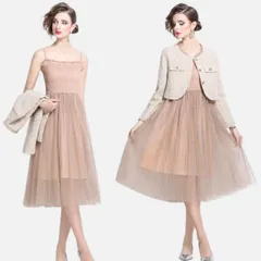 上品感 ツイード ジャケット チュールワンピース ２set (T)