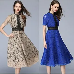 S3L パーティードレス パーティドレス フォーマルドレス 二次会 結婚式 披露宴 華やか 配カラー 総レース ドレスワンピース(T)