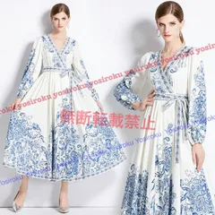 S～3L 小さいサイズ 大きいサイズ お出かけ 結婚式 二次会 パーティードレスフォーマルドレス デート リボン付き Vネック花柄ワンピース(T)