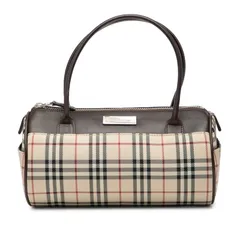 バーバリー ノバチェック シャドーホース ミニハンドバッグ ベージュ マルチカラー キャンバス レザー レディース BURBERRY【228-46015】