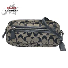 美品 COACH コーチ シグネチャー ブラック シルバー金具 キャンバス 6073 ショルダーバッグ ポシェット レディース 405060【中古】