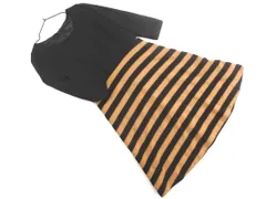 UNTITLED アンタイトル ウール混 ボーダー Aライン ワンピース size0/黒ｘベージュ ◇■ レディース