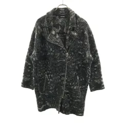 DIESEL ディーゼル ライダース ニット ロング コート S チャコールグレー レディース 古着