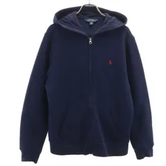 POLO RALPH LAUREN ポロラルフローレン 長袖 ジップパーカー L 14-16 ネイビー 裏起毛 キッズ 古着