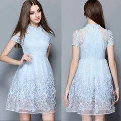 パーティードレス パーティドレス フォーマルドレス 二次会 結婚式 花モチーフ 花柄レース ドレス ワンピース(T)