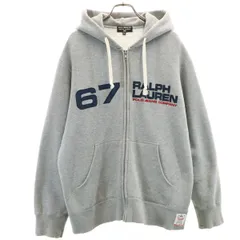 POLO JEANS CO．RALPH LAUREN ポロジーンズコーラルフローレン 長袖 ジップパーカー M グレー メンズ 古着